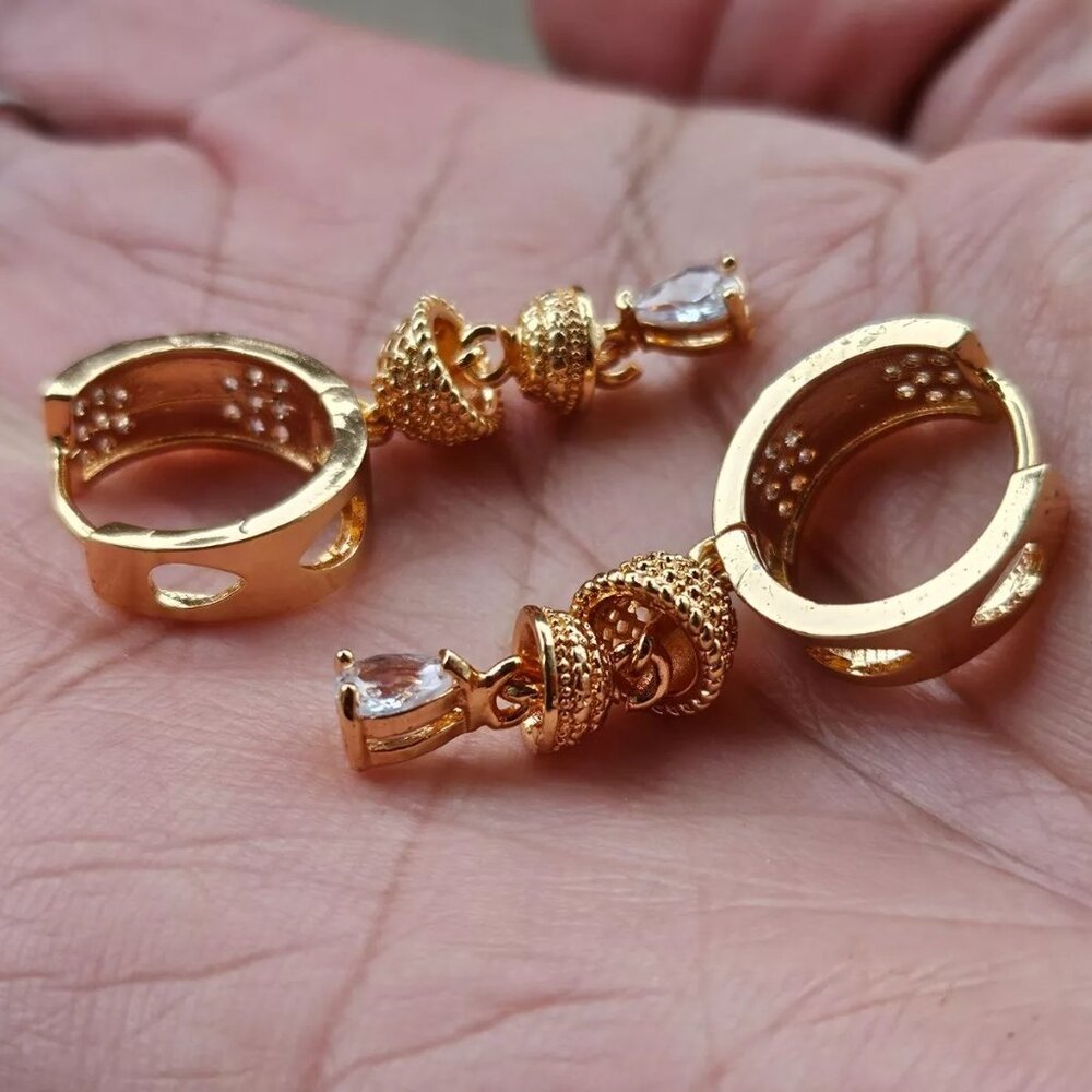 Earrings Fashion Ear Jewelry Drop Down Rose Gold Tone Jhumki style Earrings - Picture 5 of 10